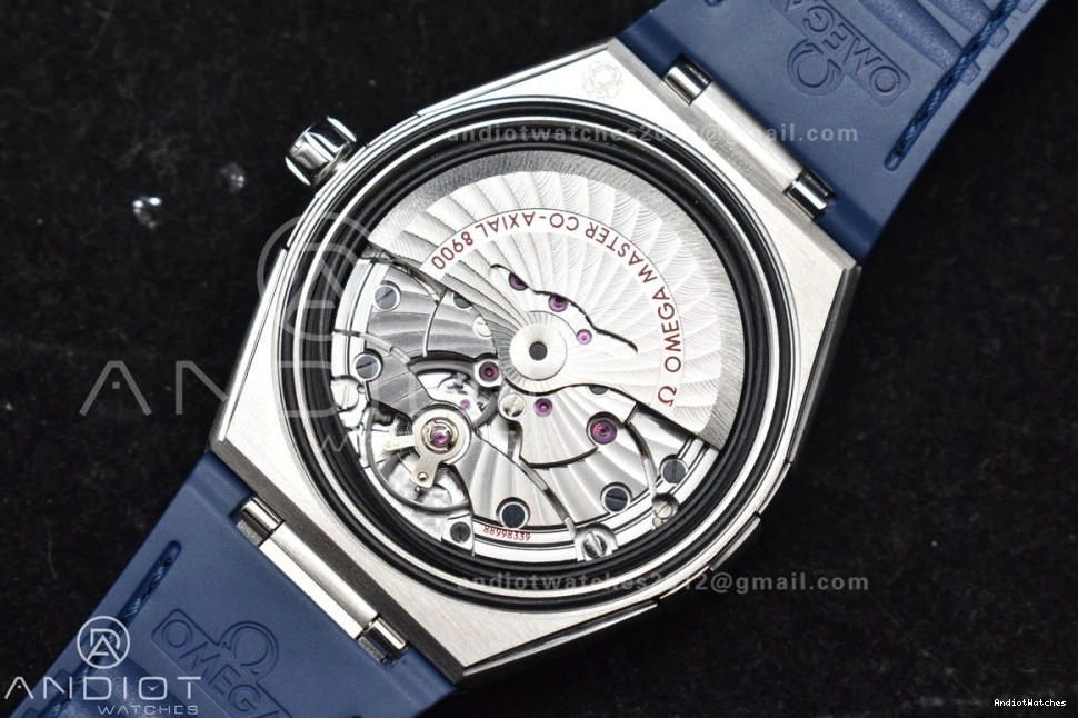 Clone Strap Gummy SS Blue Ceramic Blue 546 A8900 Blue Breathable on 1:1 Constellation VSF Super Edition Dial Best 0217